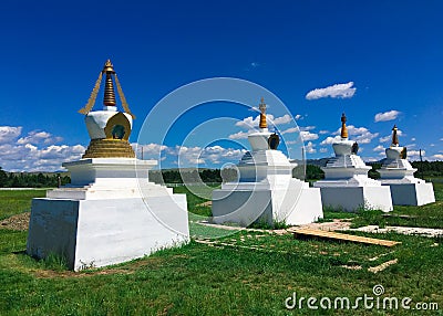 Four Noble Truths Stupas Stock Photo