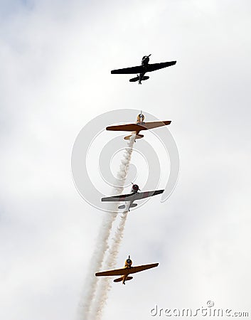 Four old airplanes Stock Photo