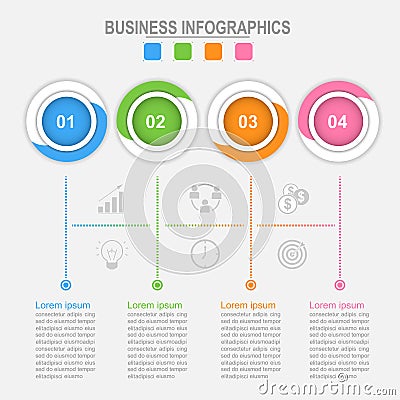 Four options of infographic, connection process, business concept vector Vector Illustration