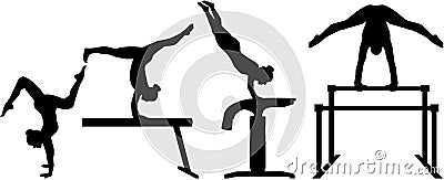 Four-part competition gymnastics Vector Illustration
