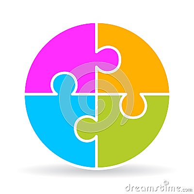 Four part puzzle diagram Vector Illustration