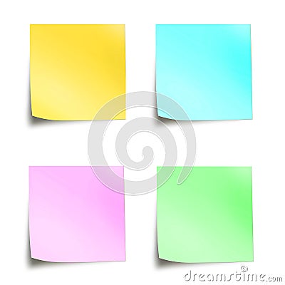 Four pastel colored sticky notes Stock Photo