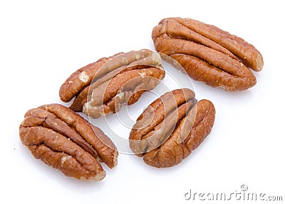 Four pecan nuts Stock Photo