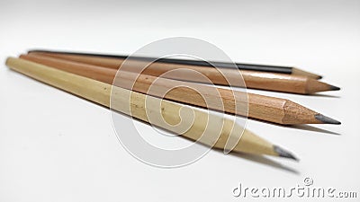 four pencils on a white background Stock Photo