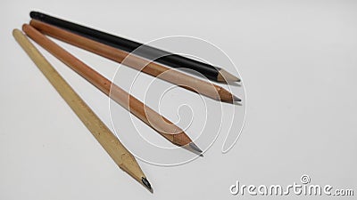 four pencils on a white background Stock Photo