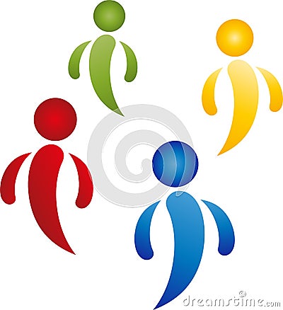 Four people in color, team and people logo Stock Photo