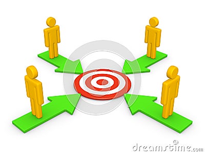 Four people with common target Stock Photo