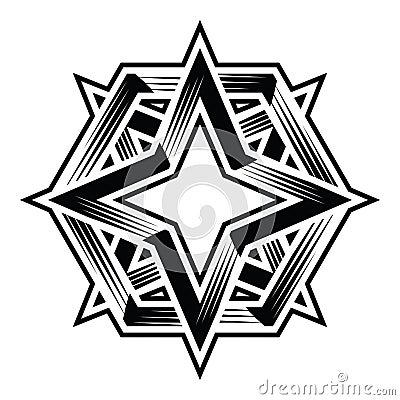 Four point 4point star duo hexa polygon vector clipart Vector Illustration