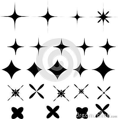 Four point star. Abstract shape. Stars of brilliance, radiance of cleanliness Vector Illustration