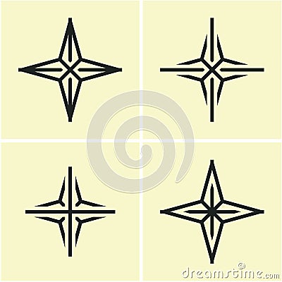 Four Point Star icon. Cross star. Vector Illustration