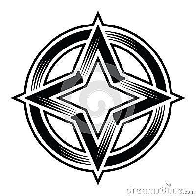 Four point star circle ellipse vector clipart Vector Illustration