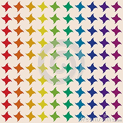 Four-pointed star colors of the rainbow. Seamless pattern Vector Illustration