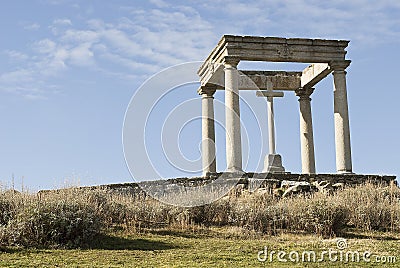 Four posts monument and its cross. Stock Photo