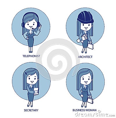 Four professions for women Vector Illustration