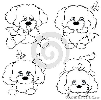 Four puppies Vector Illustration