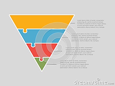 Four puzzle triangle line pyramid info graphic Vector Illustration