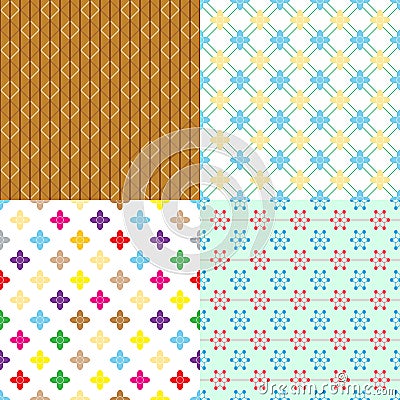 Four retro abstract seamless simple patterns Vector Illustration