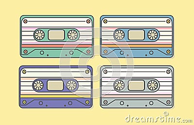 Retro audio cassette tape vector Cartoon Illustration