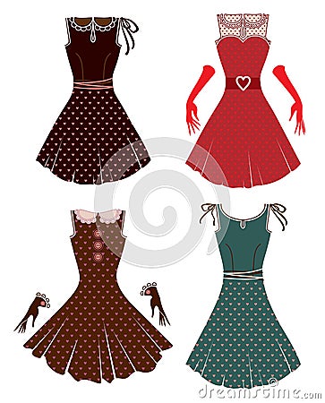 Four retro dresses Stock Photo
