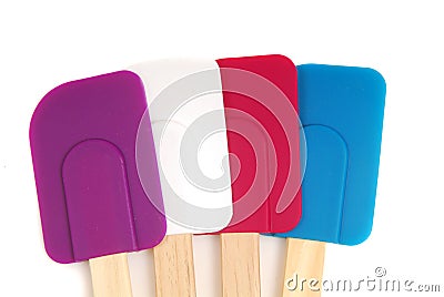 Four rubber spatulas Stock Photo