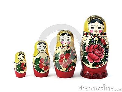 Four Russian nesting dolls Stock Photo