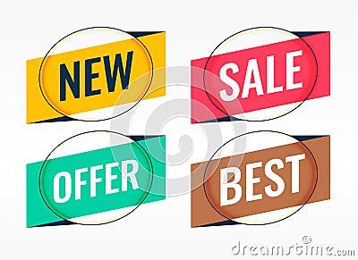 Four sale and promotional origami banners Vector Illustration