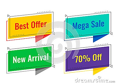 Four sale tags in chat bubble style Vector Illustration