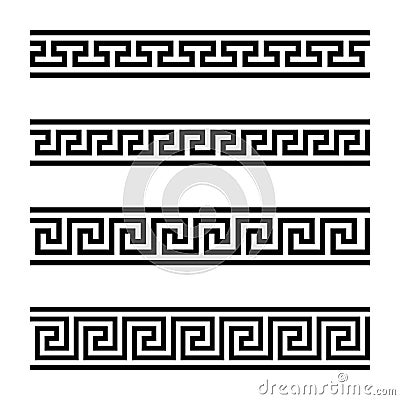 Four seamless meander designs Vector Illustration