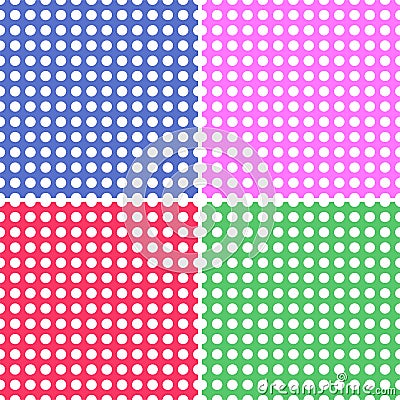 Four Seamless Polka Dot Backgrounds Stock Photo