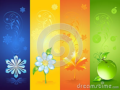 Four seasonal backgrounds Vector Illustration