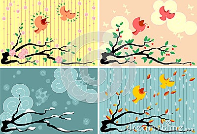 Four Seasons Vector Illustration