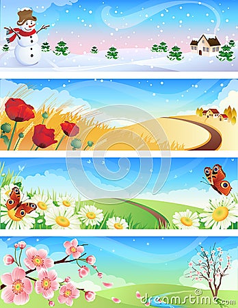 Four seasons Vector Illustration