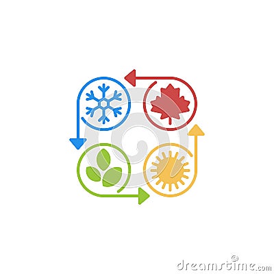 Four seasons change rotation. Vector logo icon template Vector Illustration