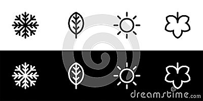 Four seasons icon set. Vector Illustration