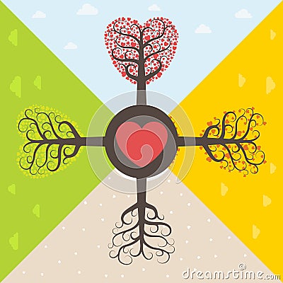 Four seasons of love Vector Illustration