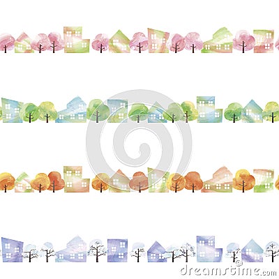 Four seasons of town Vector Illustration