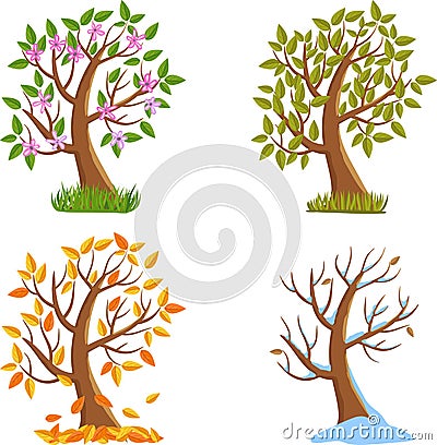 Four Seasons Tree Vector Illustration