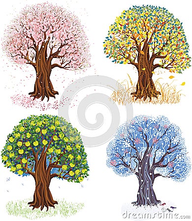 Four seasons Vector Illustration