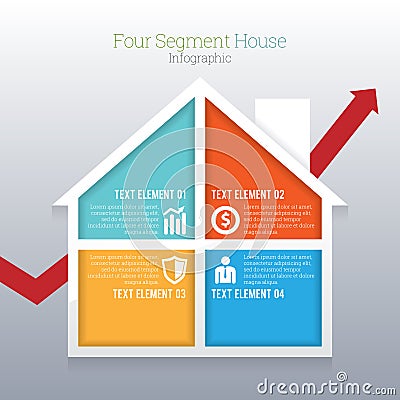 Four Segment House Infographic Vector Illustration