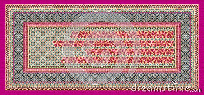 Four side border beautiful vintage seamless geometrical colorful textile and digital print Stock Photo