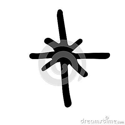 a four-sided star with lines. Abstract glitter symbol, diamond-shaped pattern with a pattern of lines crossing each Vector Illustration