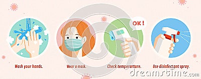 COVID-19 prevention banner Vector Illustration