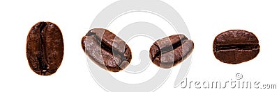 Four single coffee beans Stock Photo