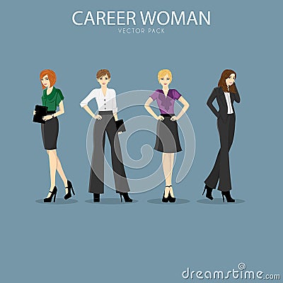 Four smart and fashionable career woman Vector Illustration