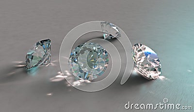 Four sparkling diamonds, crystals or precious stones Stock Photo
