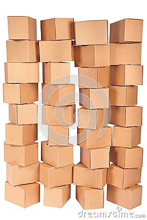 Four stacked cardboard boxes Stock Photo