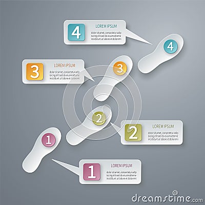 Four steps 3D vector infographic template. Vector Illustration
