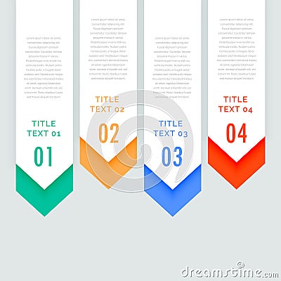 Four steps infographic vertical banners with arrow going down Vector Illustration