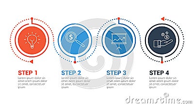 Four Steps Infographics, Business Success Vector Illustration