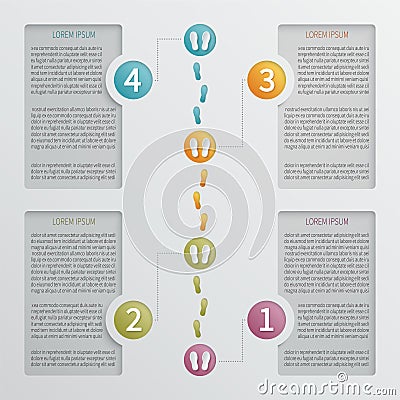 Four steps vector perforated infographic template. Vector Illustration